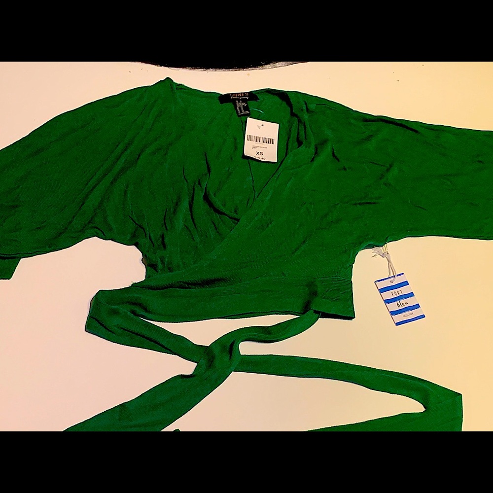 Green wrap sweater